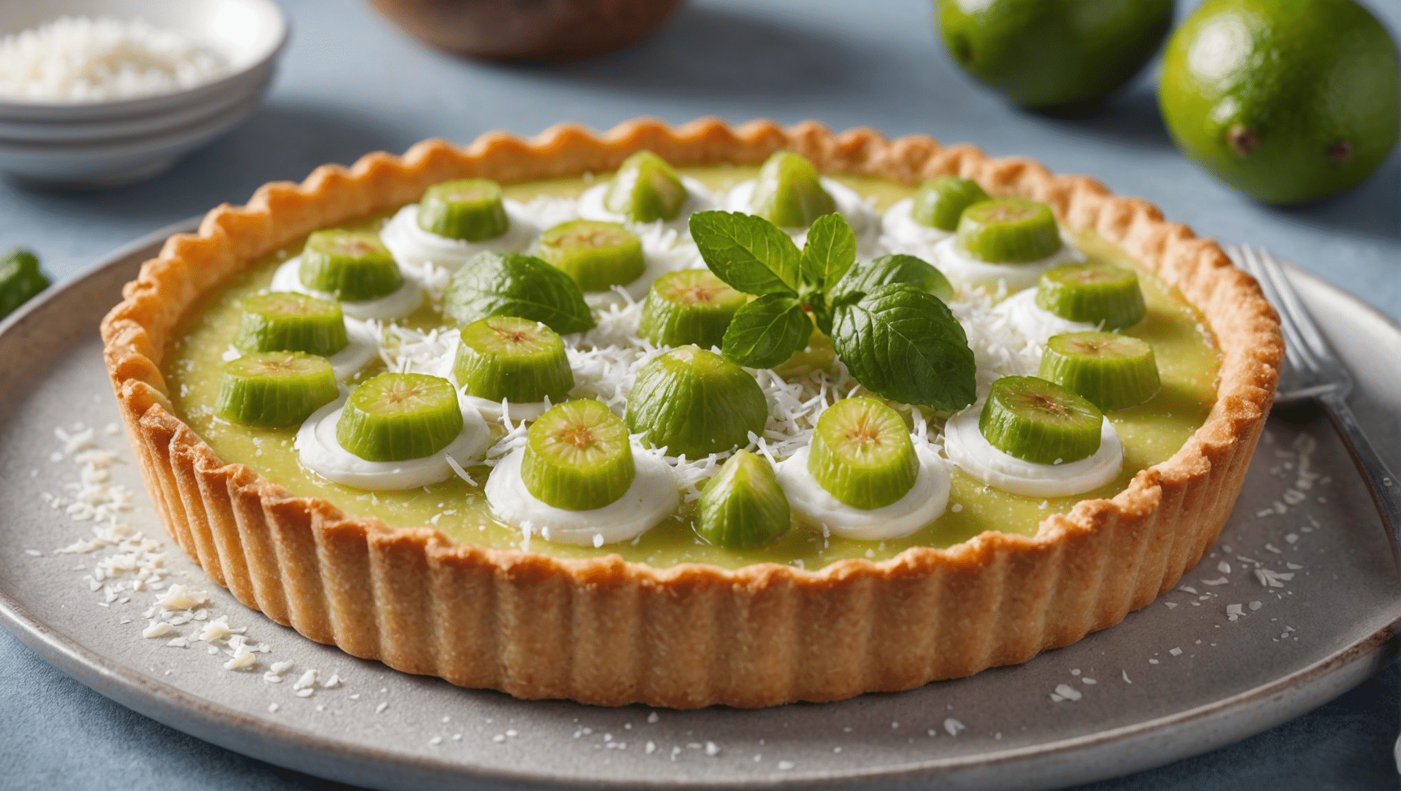 Finger Lime and Coconut Tart