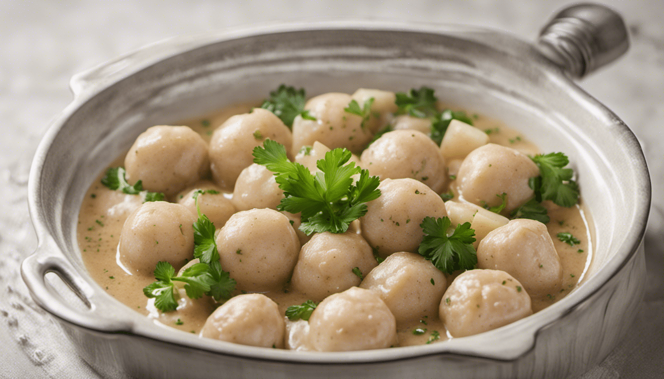 Fish Balls in White Wine Sauce with Parsley