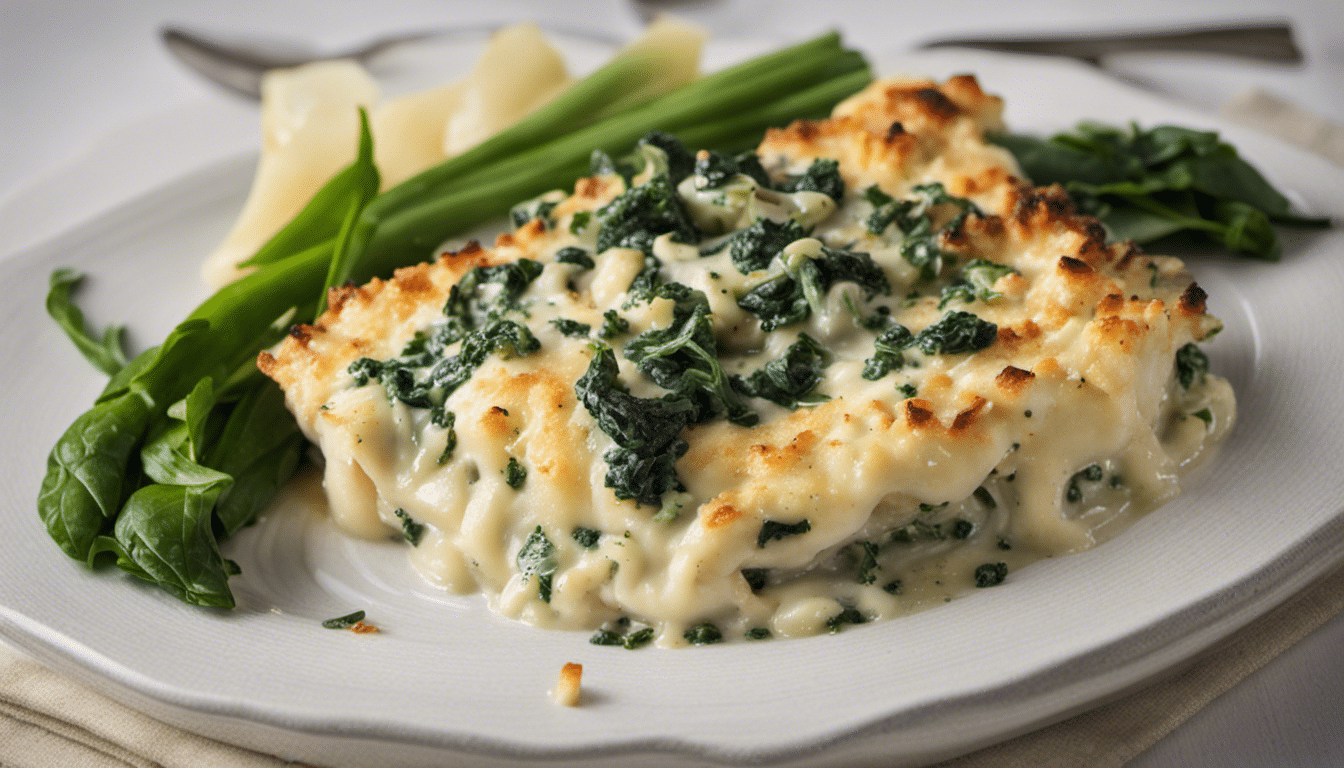 Fish Gratin with Leeks and Spinach