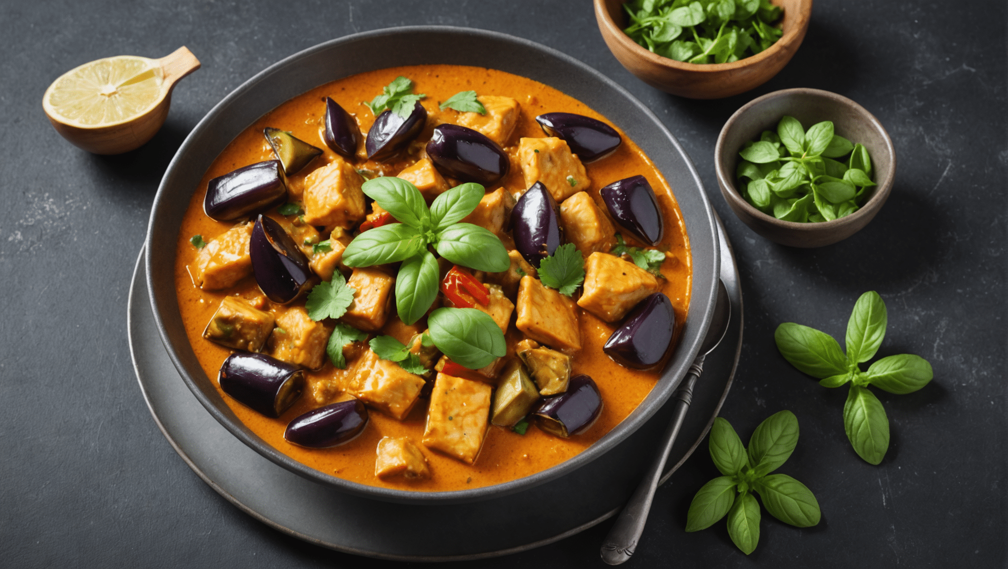 Fish Mint and Eggplant Curry