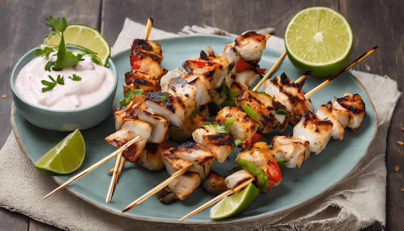 Fish Skewers with Ancho Lime Yogurt Marinade