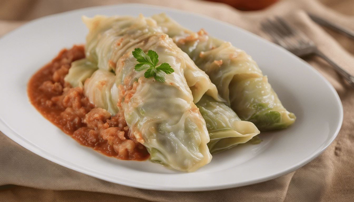 Fish Stuffed Cabbage Leaves in Creamy Tomato Sauce