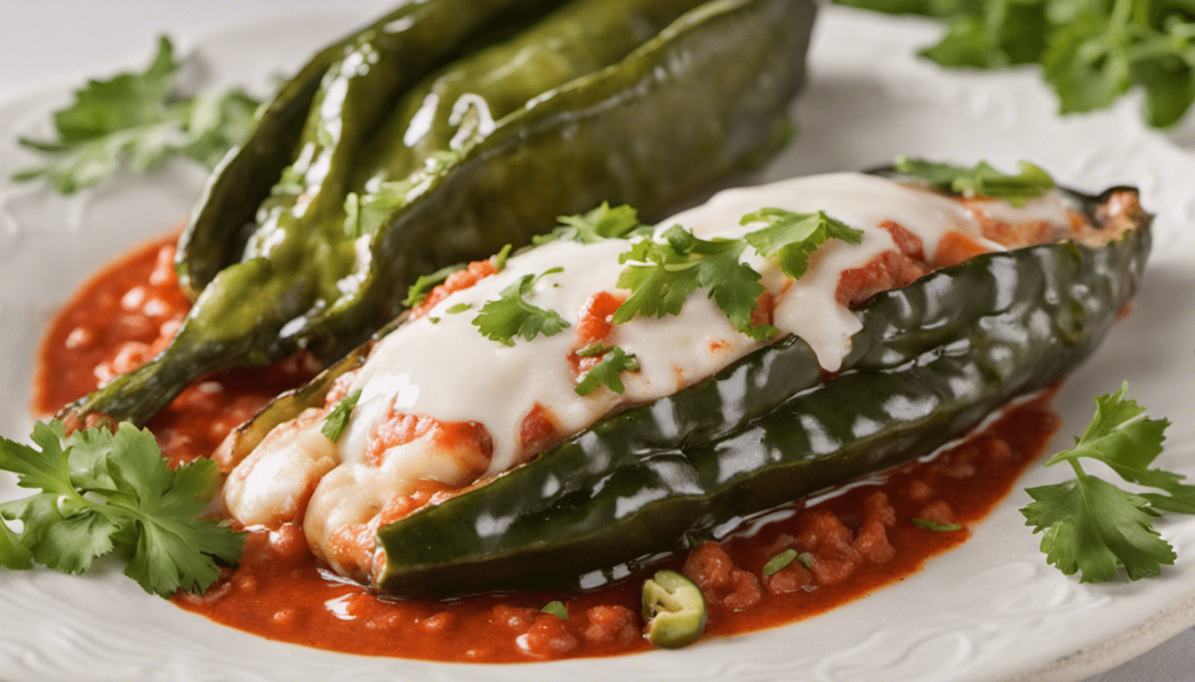 Fish Stuffed Poblano Chiles in Tomato Sauce