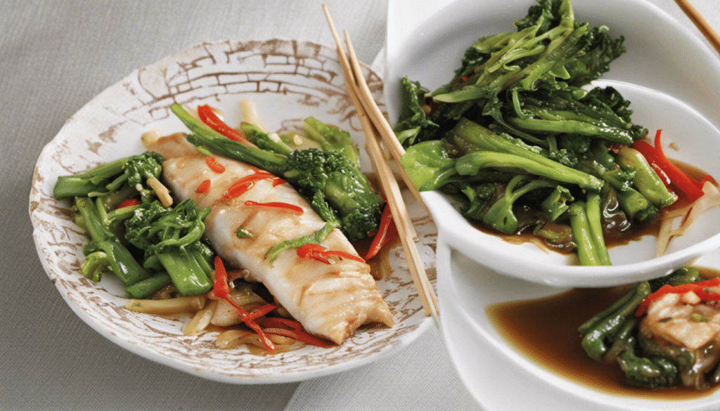 Fish and Stir-Fried Greens in Ginger Oyster Sauce