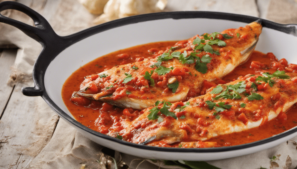 Fish in Spicy Tomato and Garlic Sauce