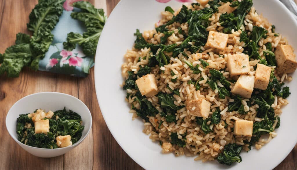 Fried Rice with Chinese Kale and Tofu