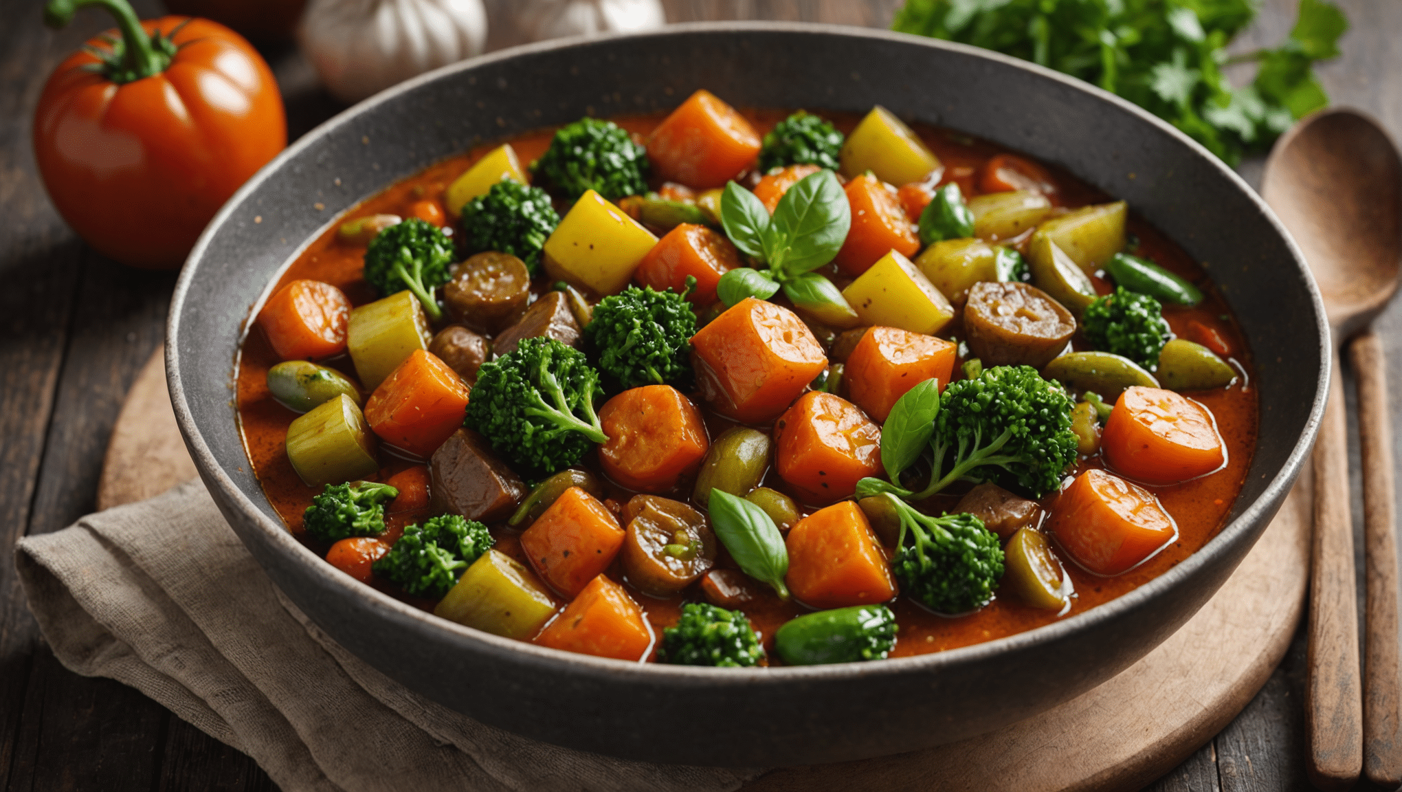 A hearty bowl of Gnetum Vegetable Stew