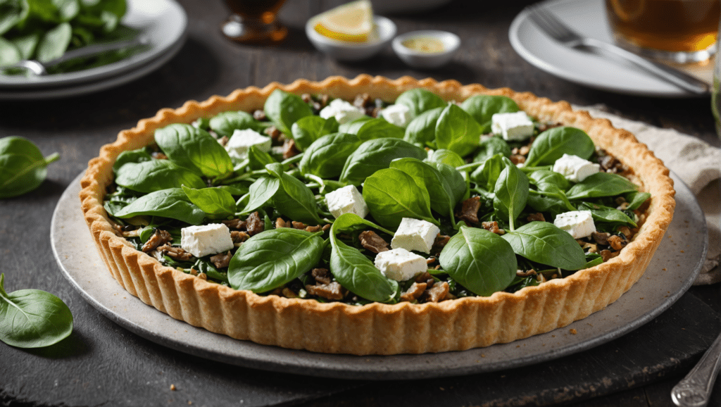 Goat cheese and lamb's lettuce tart