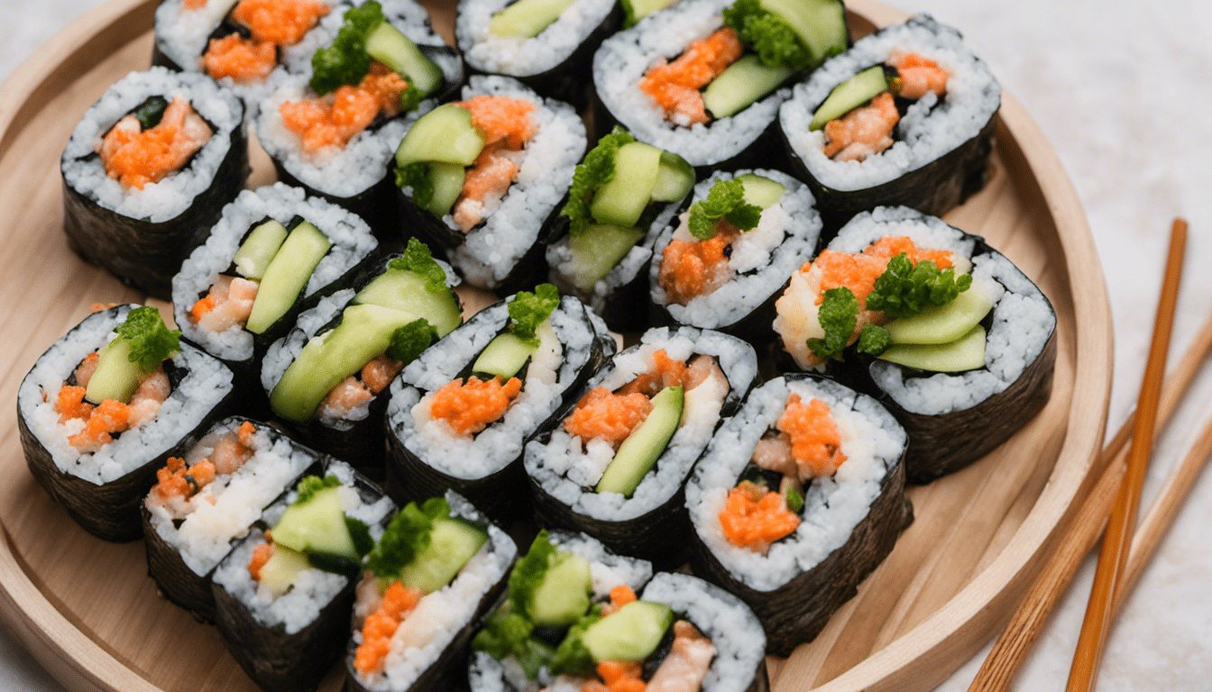 Delicious Green Laver Sushi Rolls ready to be enjoyed