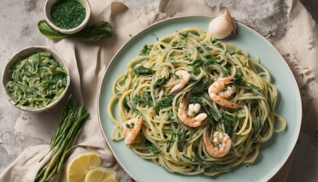 Green Laver and Seafood Pasta