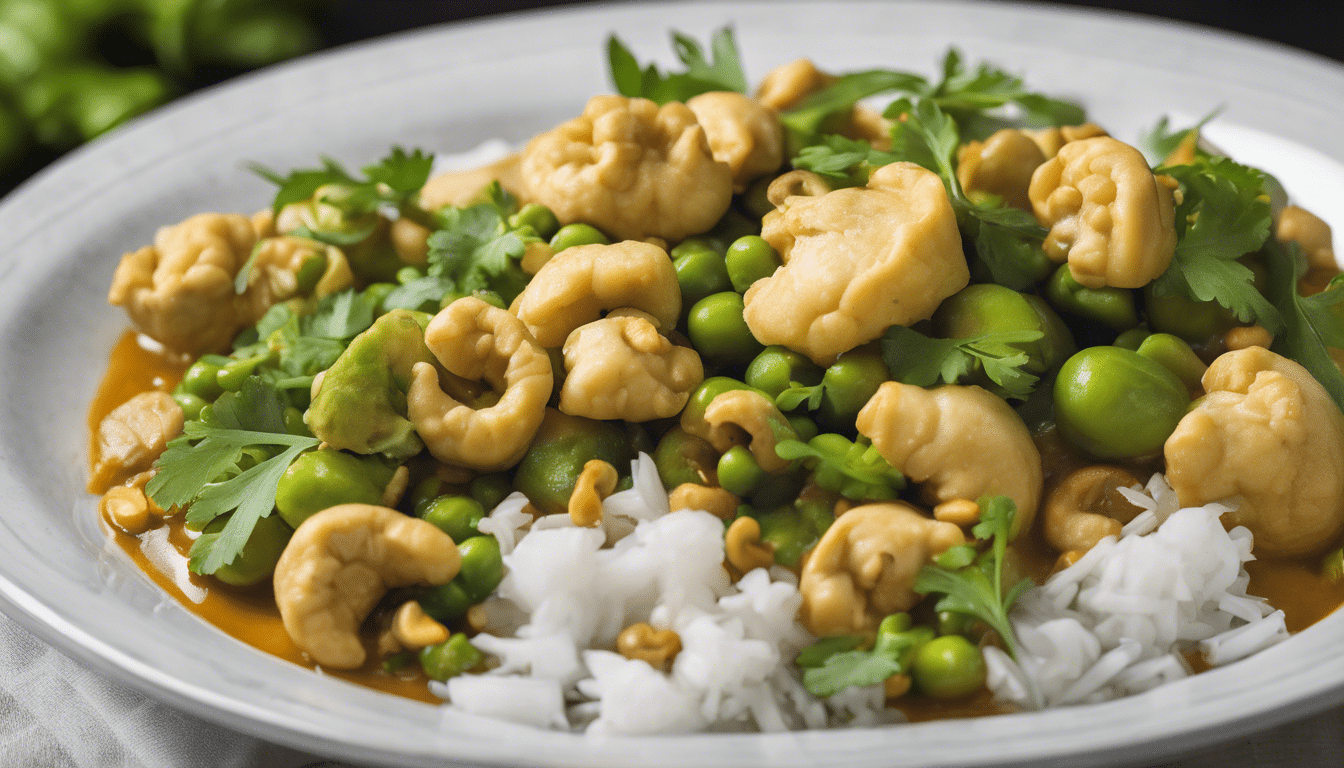 Green Pea and Cauliflower Curry with Cashews and Cilantro