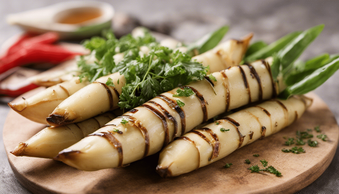 A delicious plate of Grilled Bamboo Shoots with Herb Butter