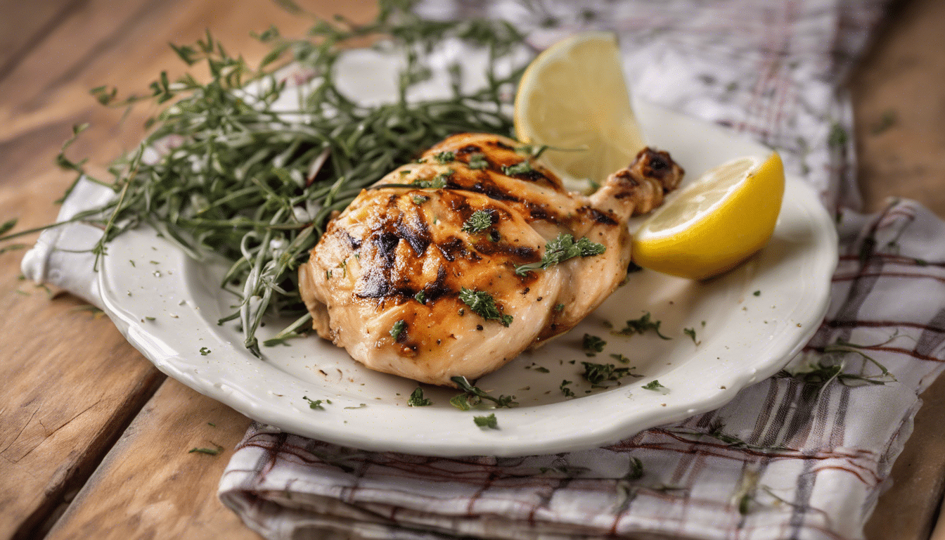 Grilled Chicken Seasoned with Pennyroyal and Lemon