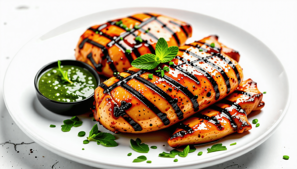 Grilled Chicken with Fish Mint Sauce