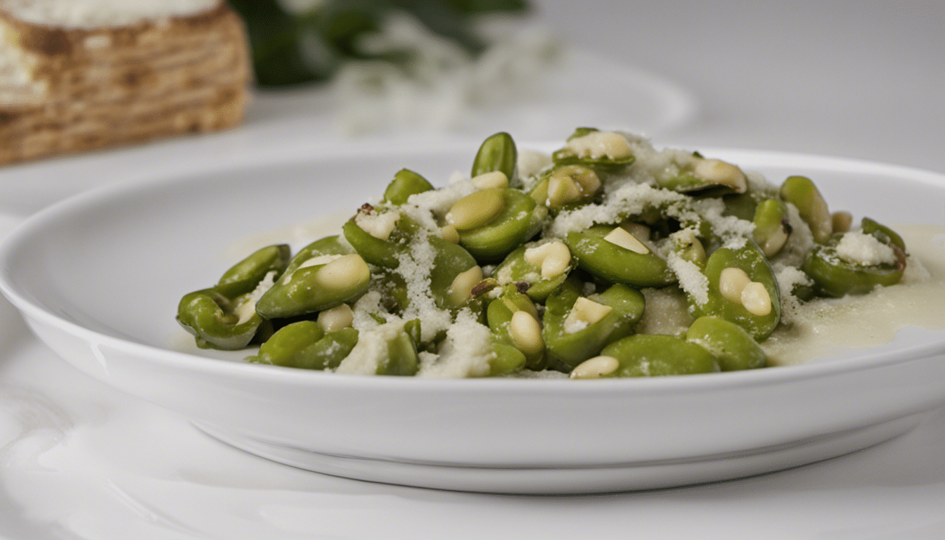Grilled fava beans with Parmesan and olive oil