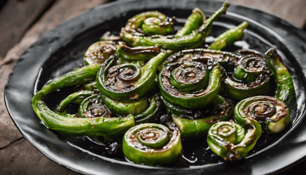 Grilled Fiddleheads with Balsamic Glaze