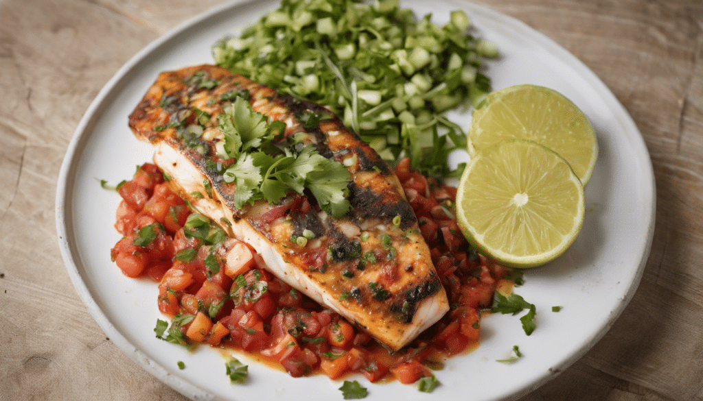 Grilled Fish Topped with Sarguelas Salsa