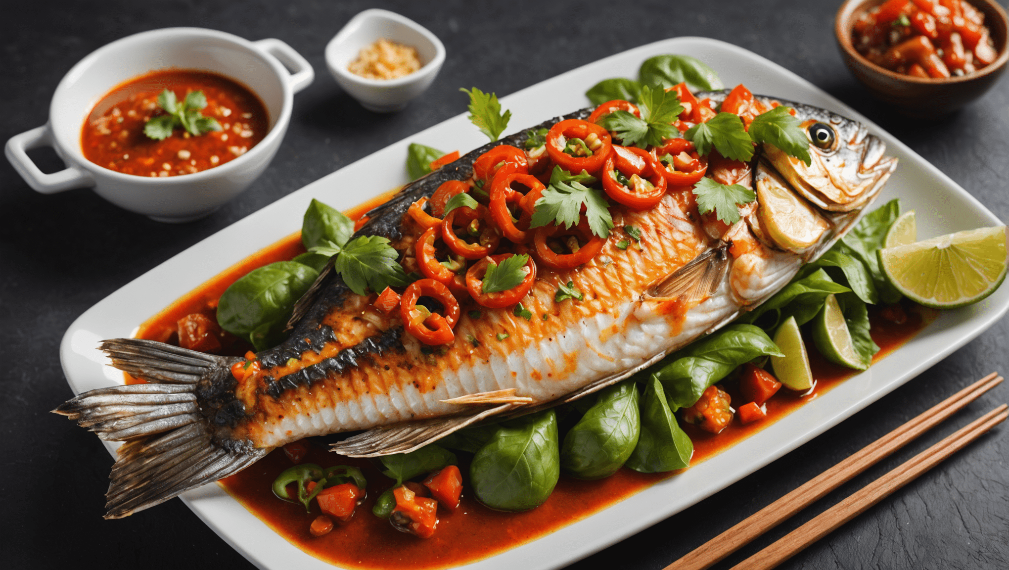 Grilled Fish with Chili and Tomato Sauce