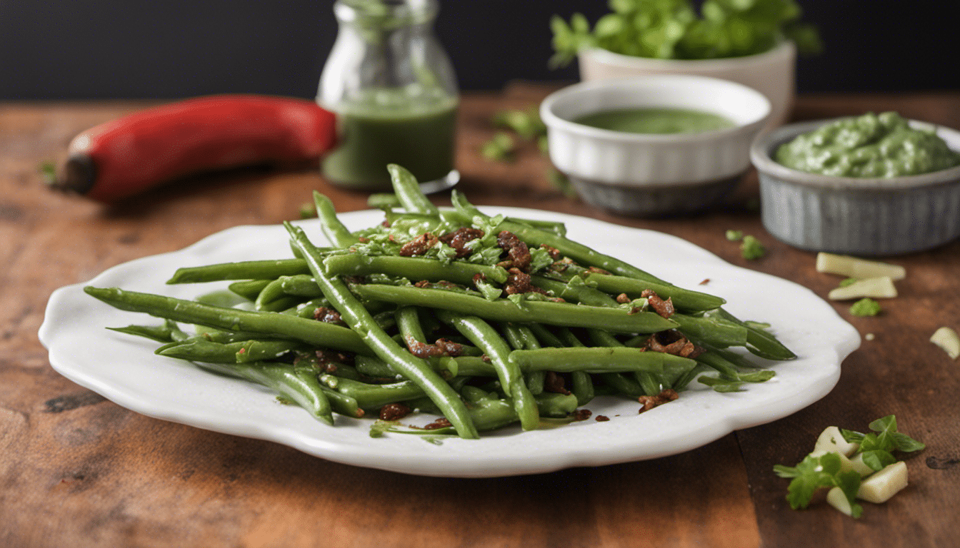 Grilled Green Beans with Cilantro Sauce