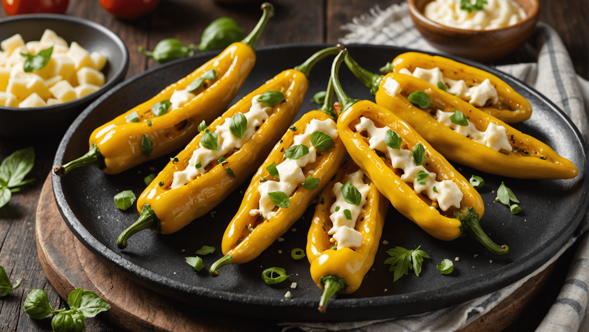 Grilled Hungarian Wax Peppers with Cheese