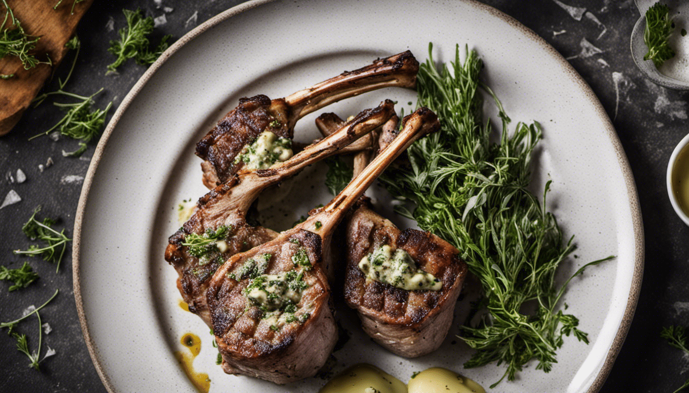 Grilled Lamb Chops with Rue Herb Butter