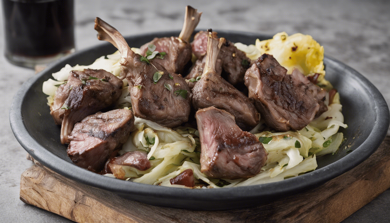 Grilled Lamb Hearts with Horopito and Cabbage