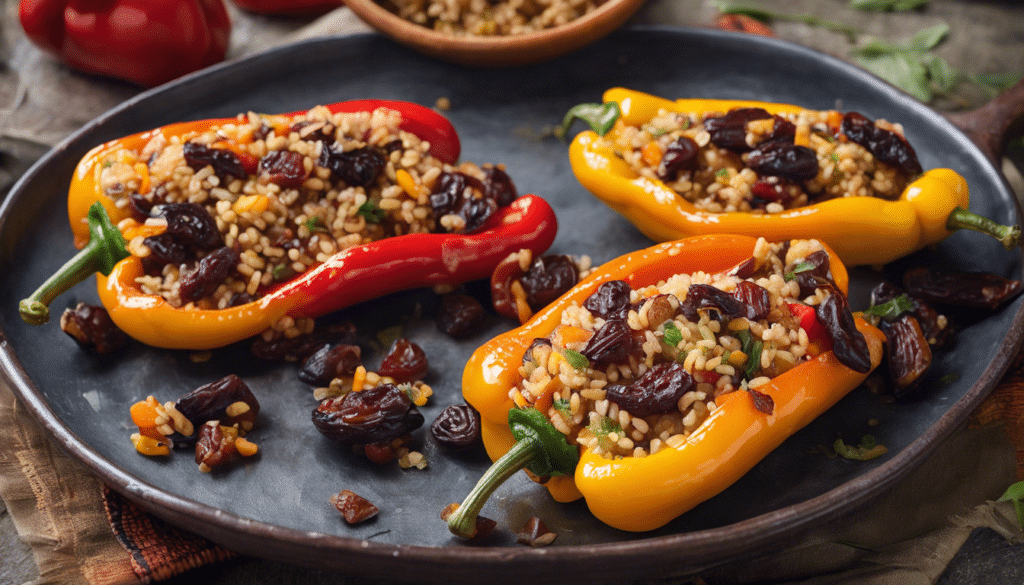 Grilled Peppers with Bulgur and Raisins