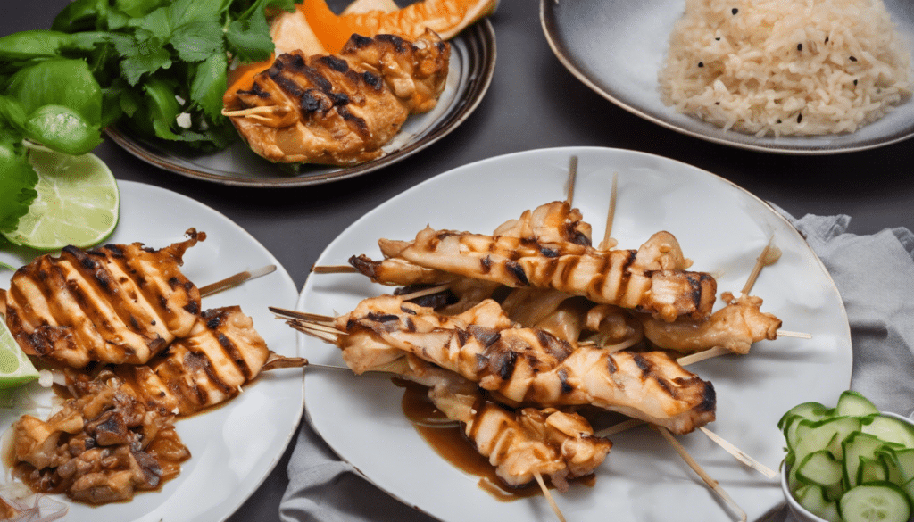 Grilled Pomelo and Chicken Satay