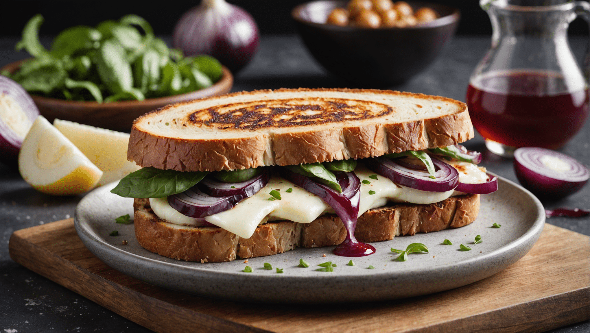 Grilled Red Onion and Mozzarella Sandwich