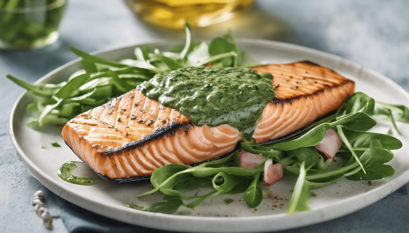 Grilled Salmon with Miner's Lettuce Pesto