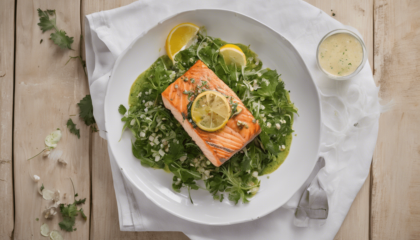 Grilled Salmon with Persian Hogweed Dressing
