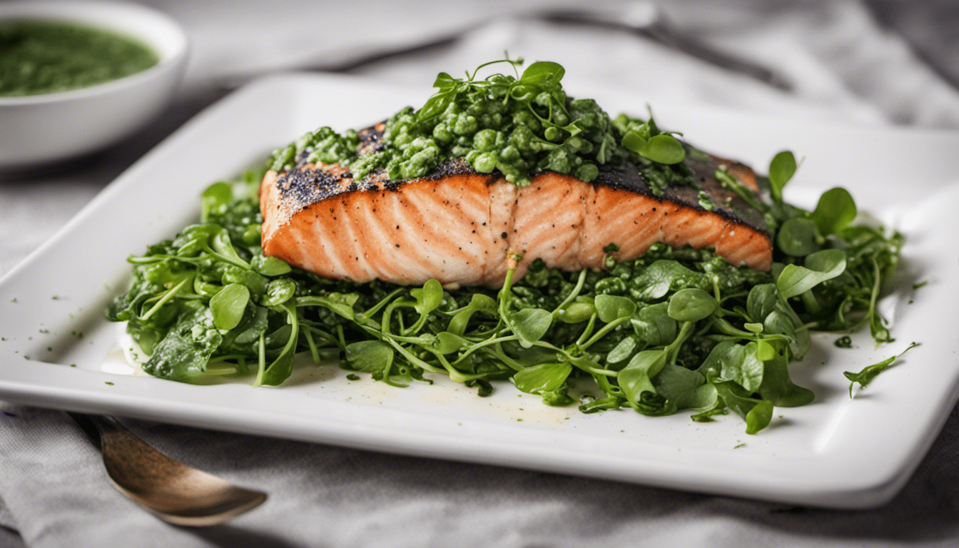 Image of grilled salmon with watercress chimichurri