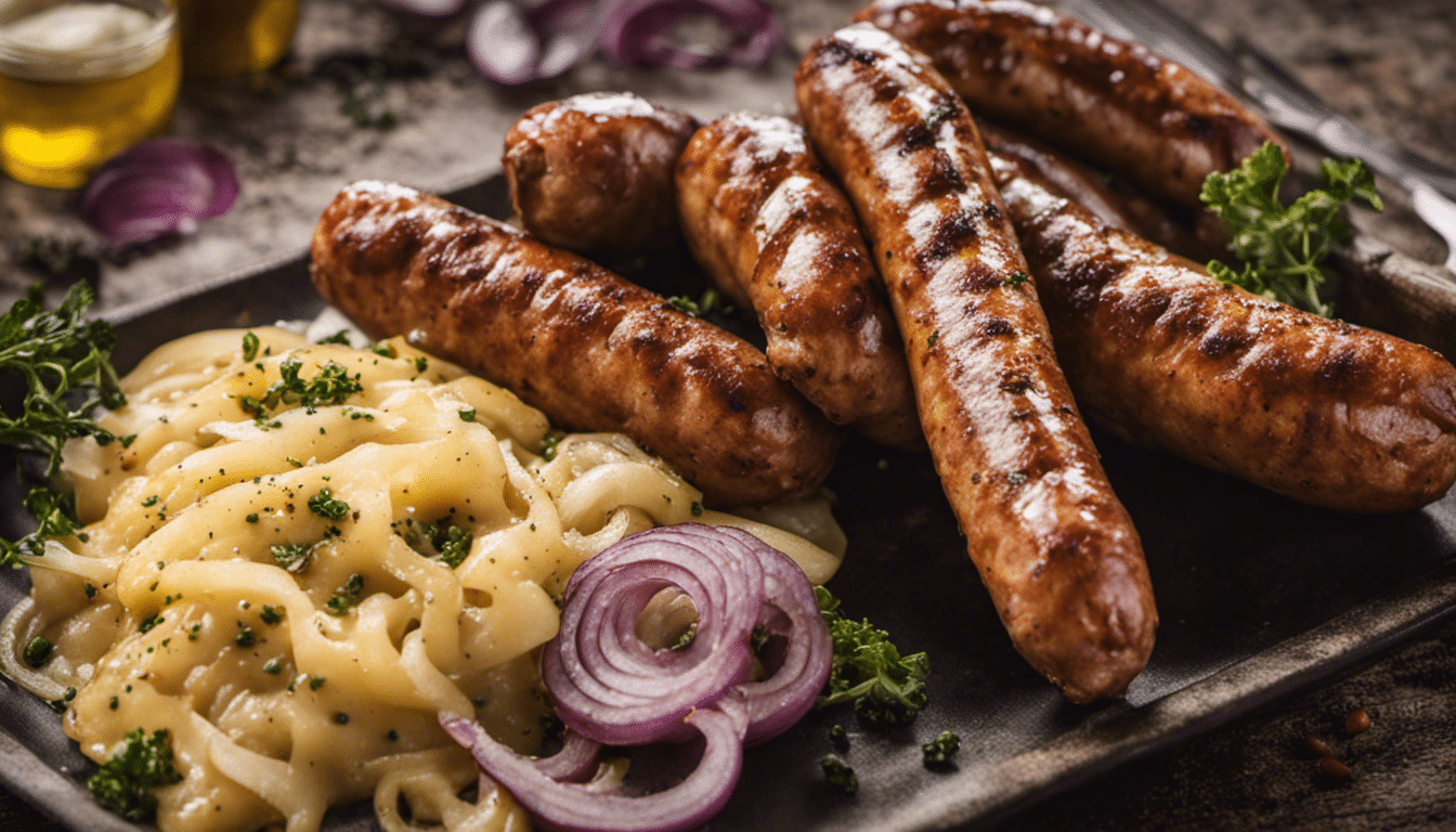 Grilled Sausages with Brown Mustard and Onions