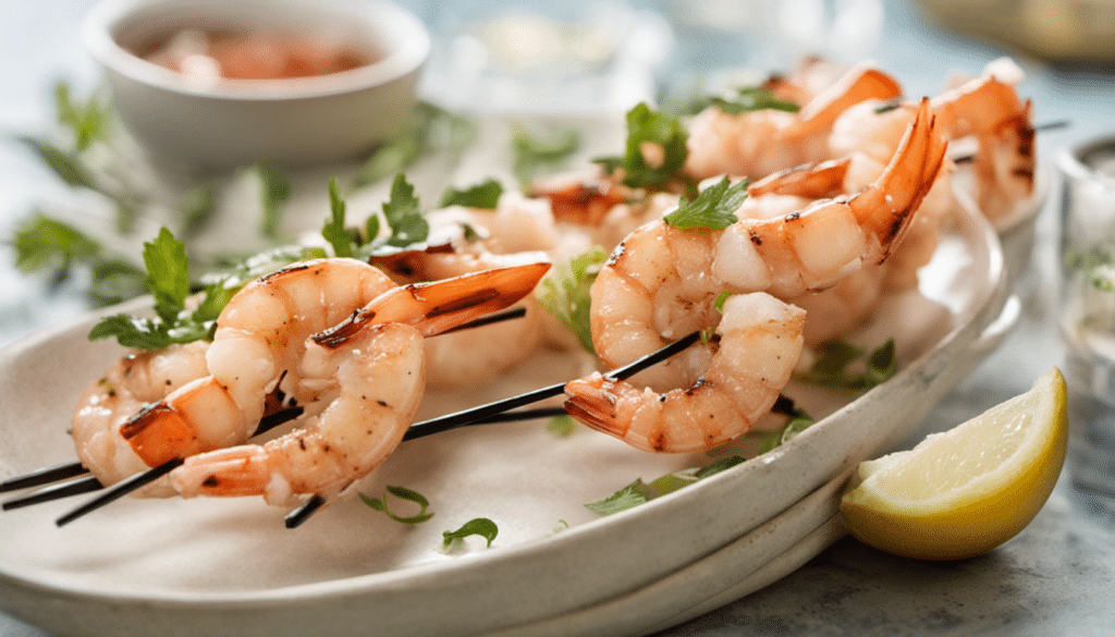 Grilled Shrimp and Pomelo Skewers