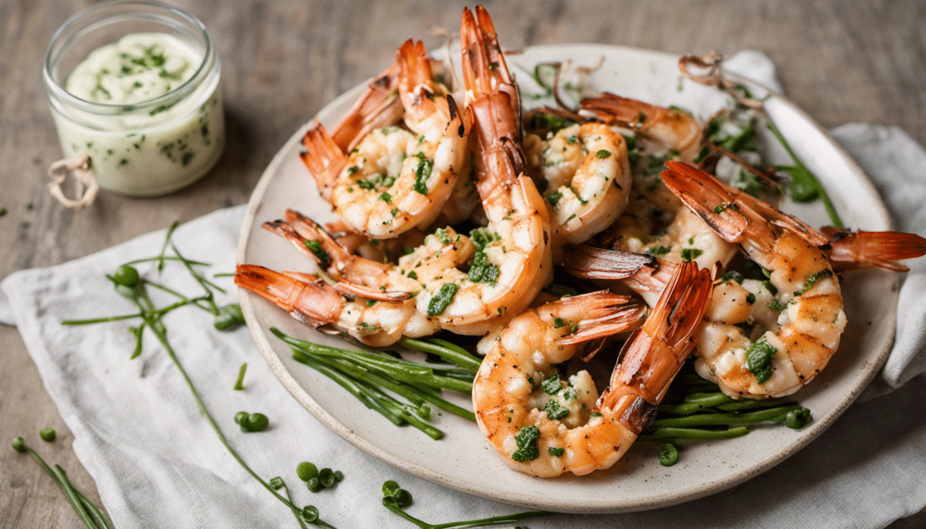 Grilled Shrimp with Garlic Chive Butter dish