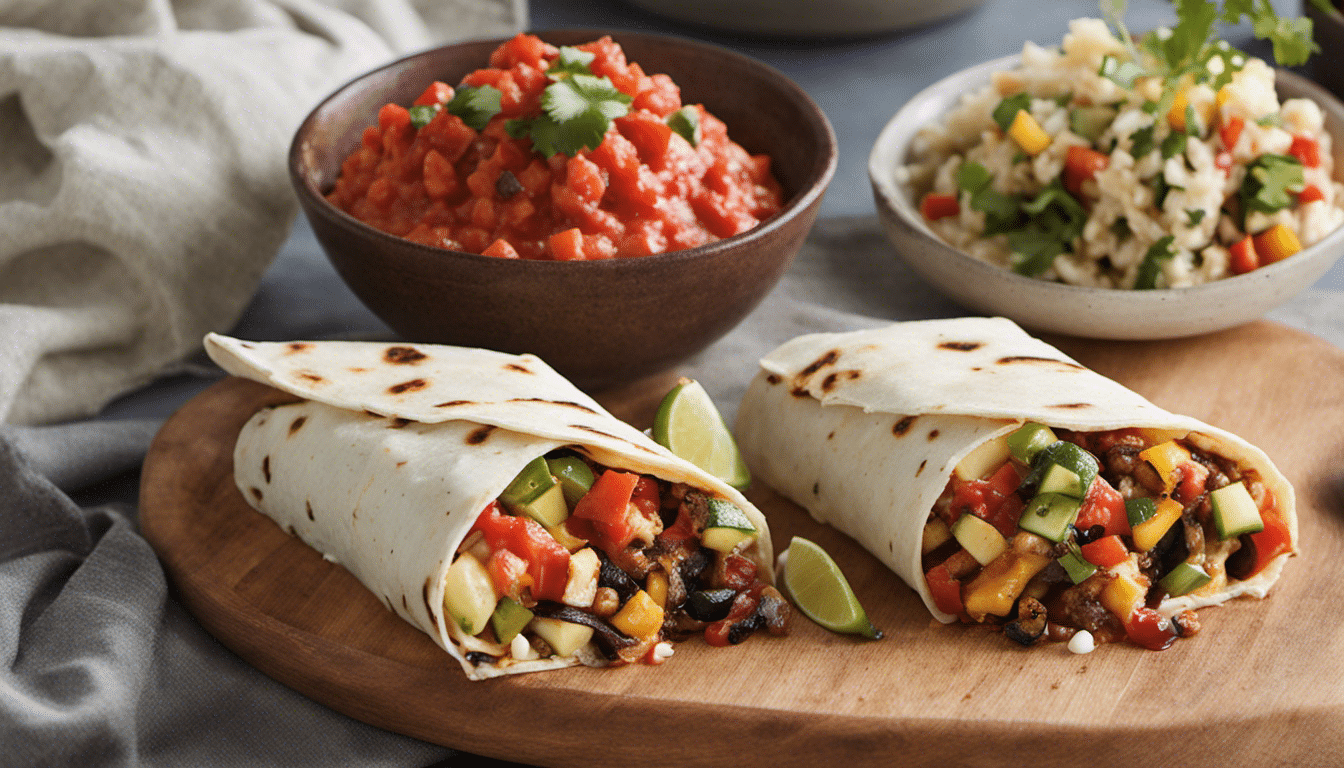 Grilled Vegetable Burritos with Red Salsa
