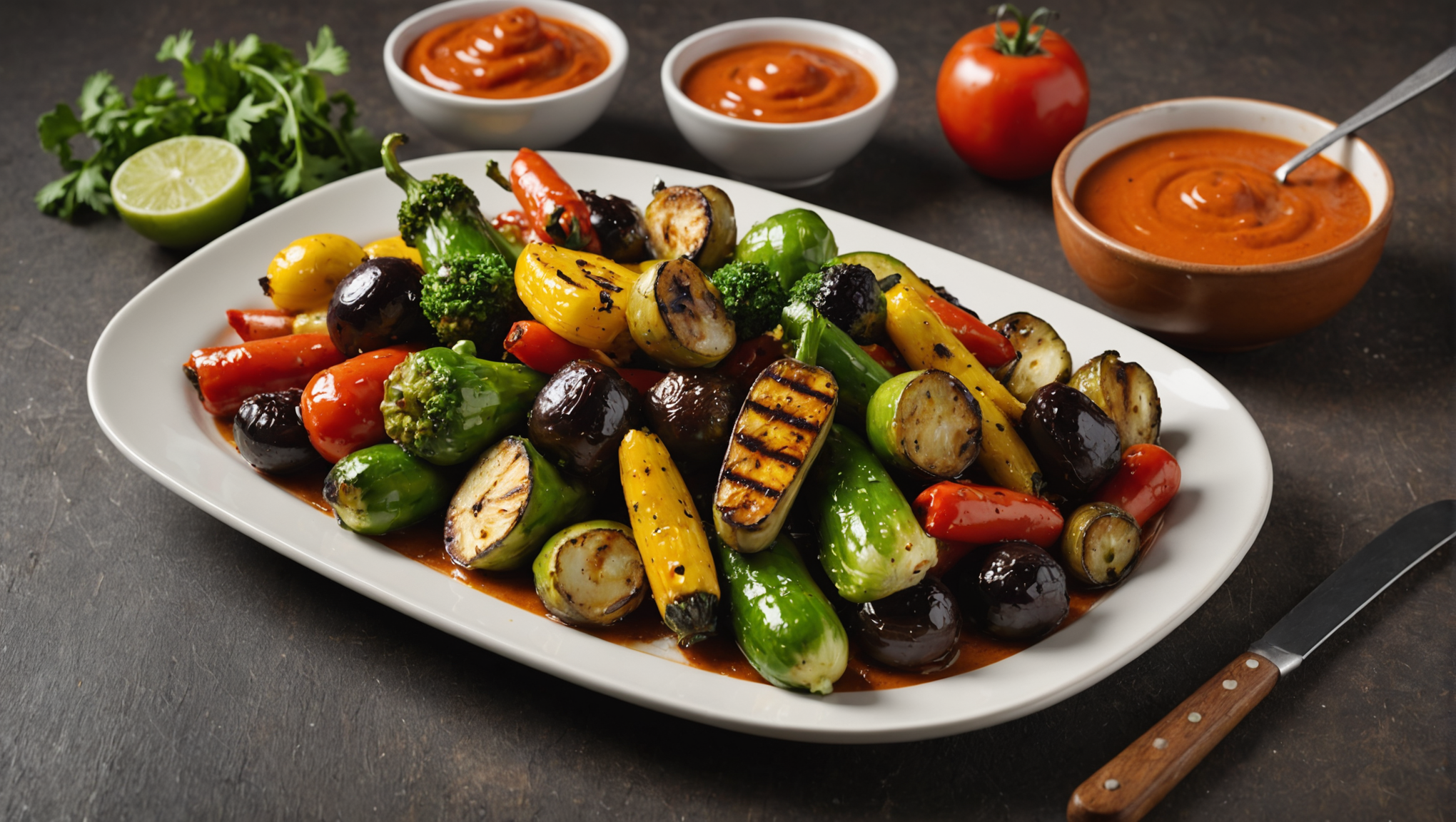 Grilled Vegetables with Papalo Sauce