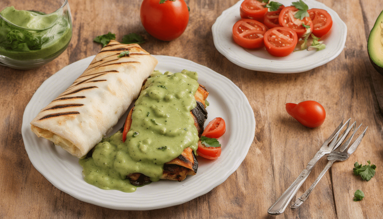 Grilled Veggie Chimichangas with Avocado Sauce