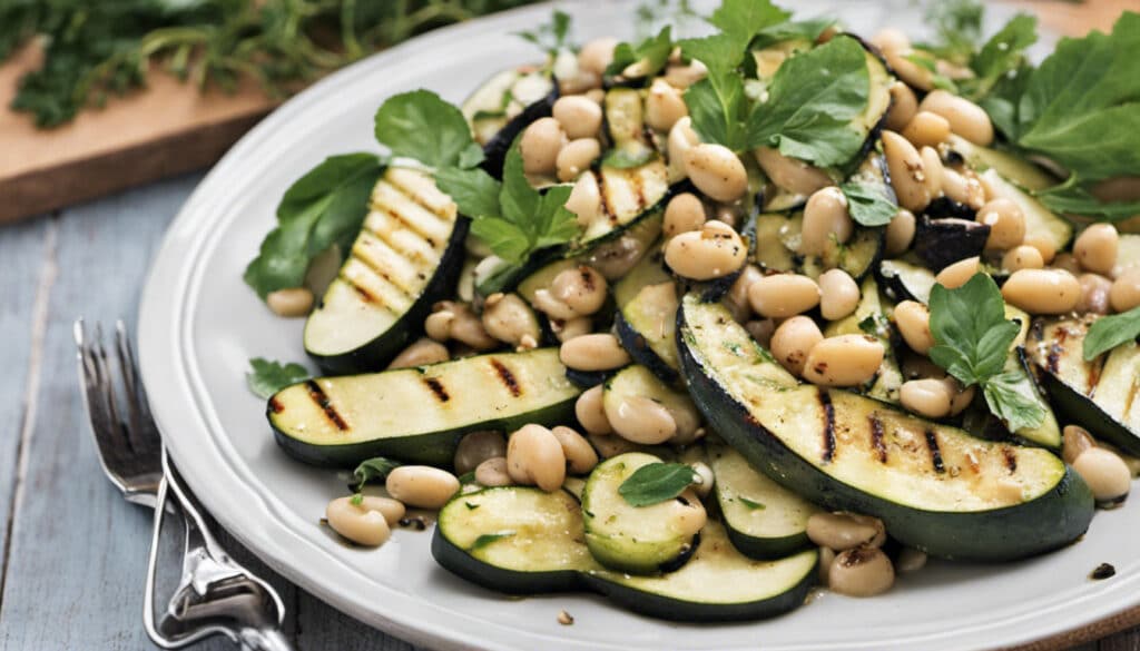 Grilled Zucchini and Cannellini Bean Salad
