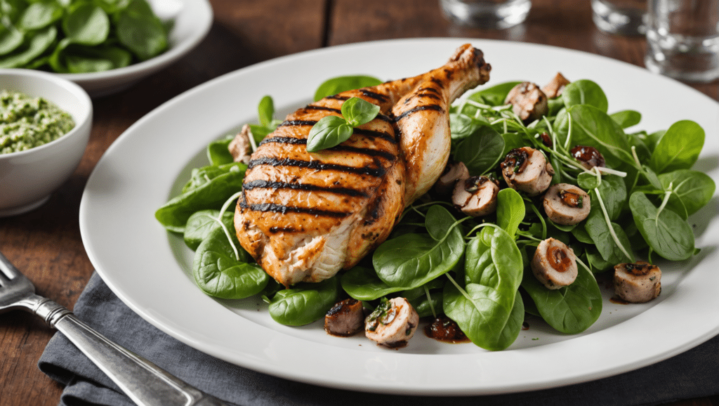 Grilled chicken with lamb's lettuce pesto