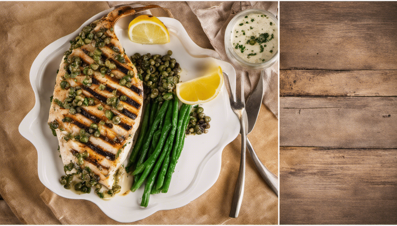 Grilled swordfish with caper sauce