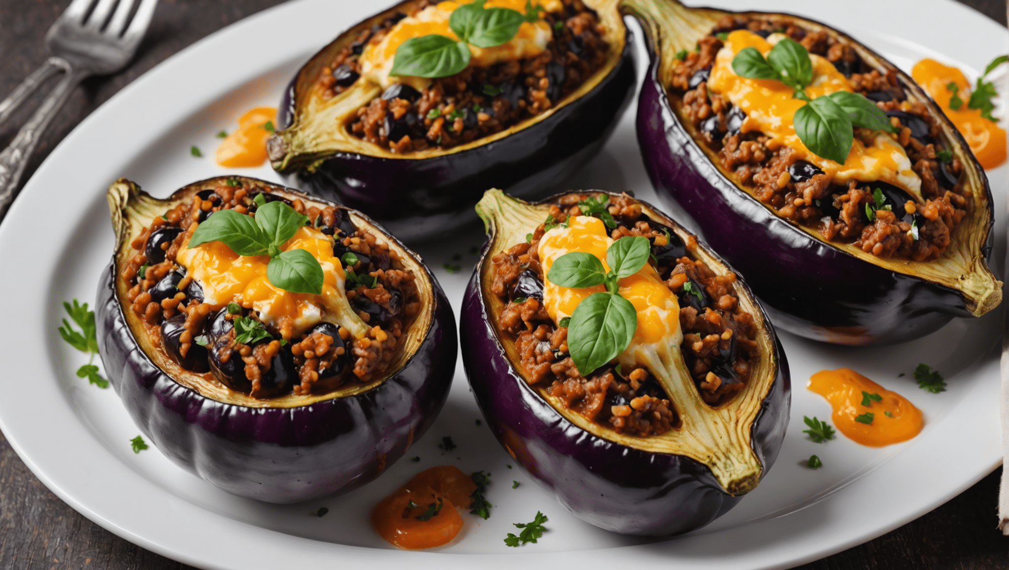 Imam Bailnti Stuffed Eggplants