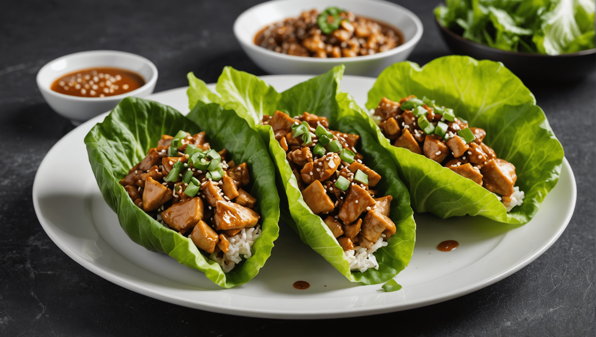 Jackfruit “Chicken” Lettuce Wraps with Sesame Sauce