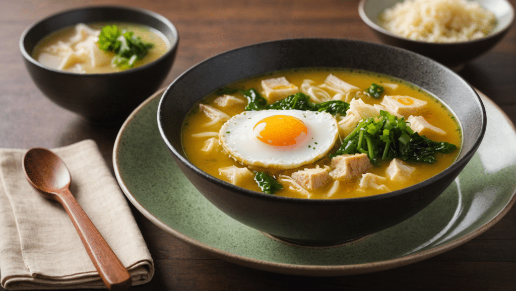 Japanese style Komatsuna and Egg Soup