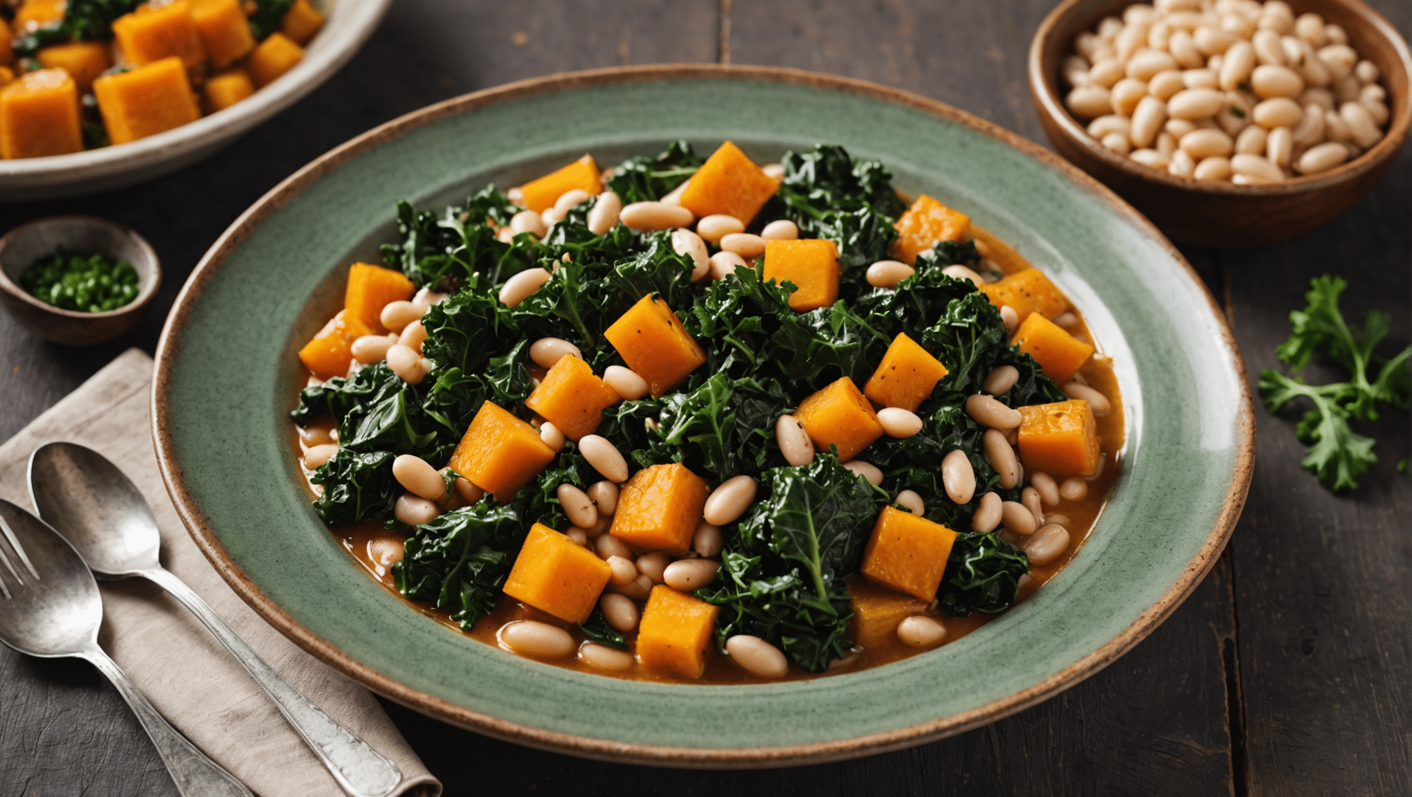 Kale Squash and White Bean Stew