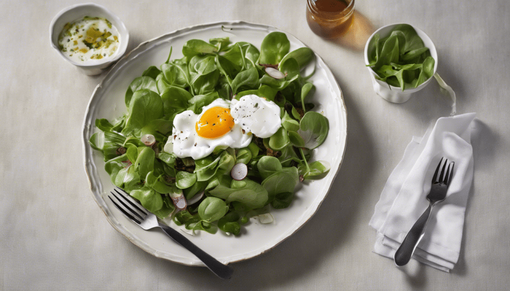 Lamb's lettuce and poached egg salad