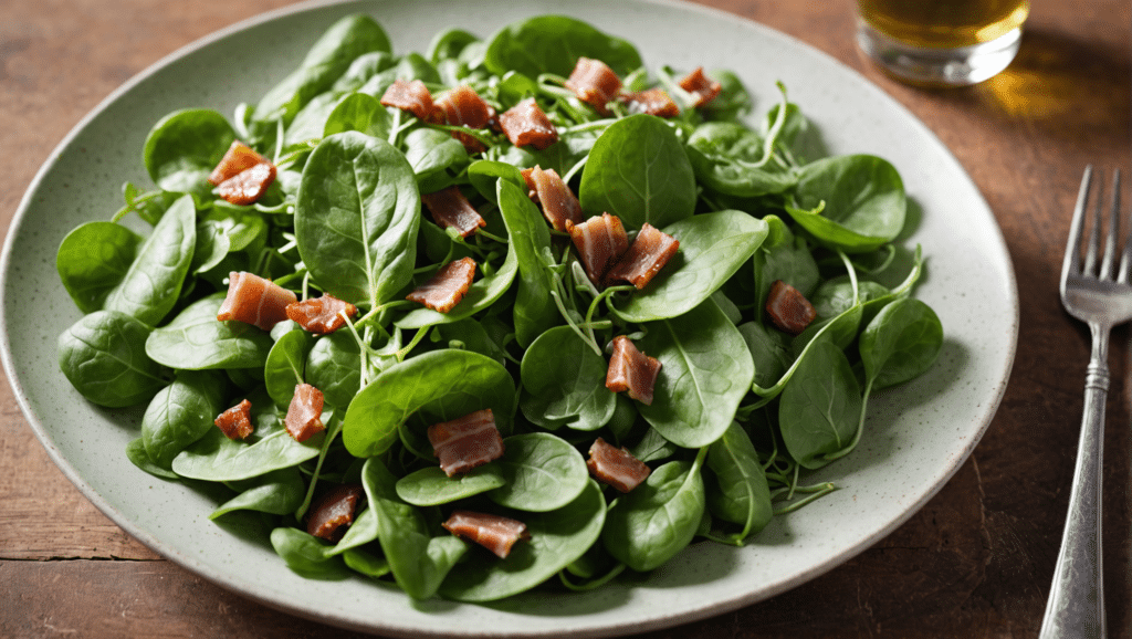 Lamb's lettuce salad with pancetta and mustard vinaigrette