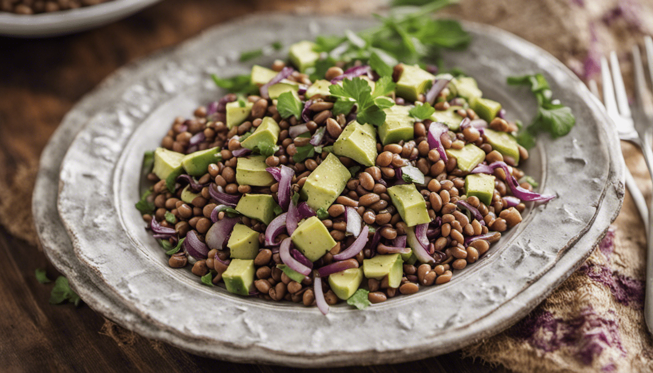 Lentil Salad with Avocado and Red Onion