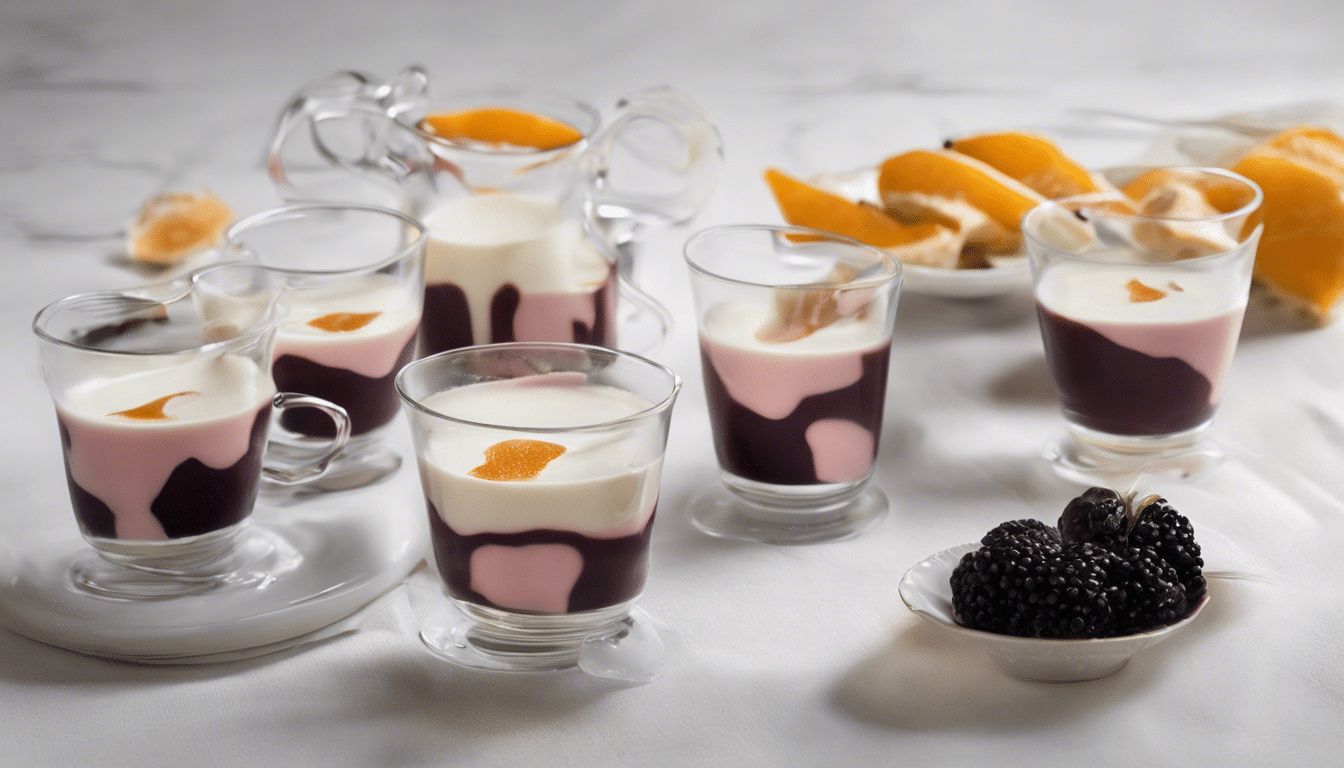 Licorice Panna Cotta topped with berries.