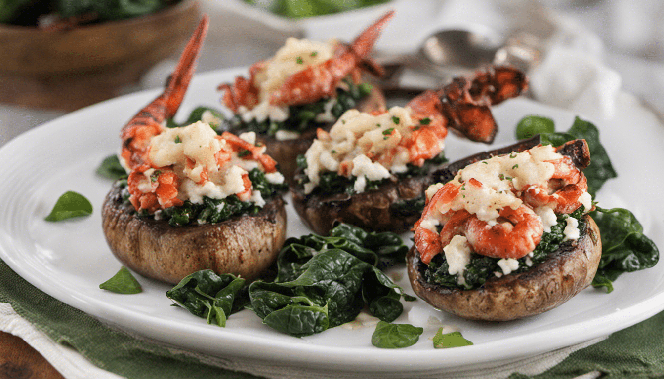 Lobster-Stuffed Portobello Mushrooms with Goat Cheese and Spinach